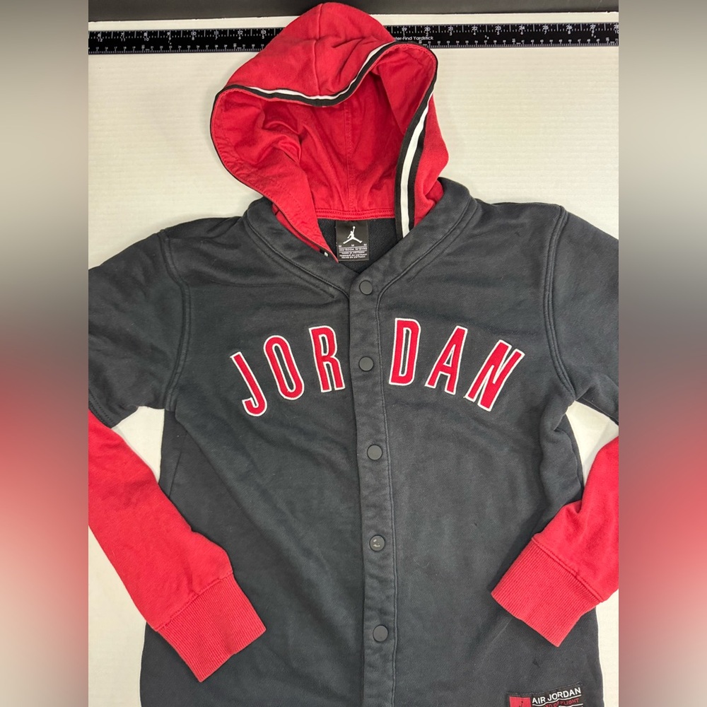 COMFY Air Jordan Hoodie Youth MEDIUM Sweatshirt Snap Button Up